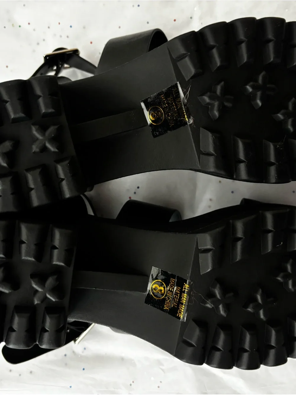Soda Black Platform Crisscross Sandals with Gold Buckle